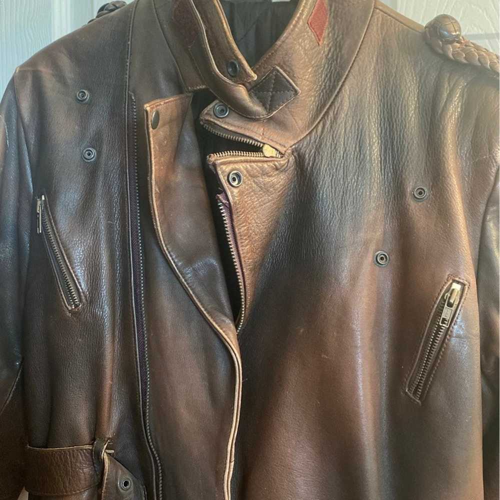 Leather Motorcycle Brown Jacket - image 4