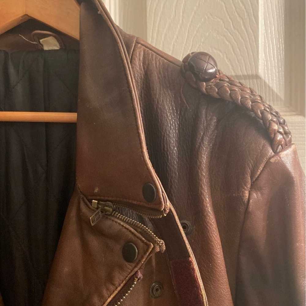 Leather Motorcycle Brown Jacket - image 9