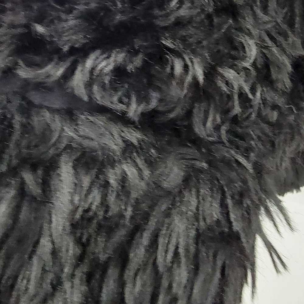 Adrienne Landau Black Modacrylic Hooded Jacket Mo… - image 3