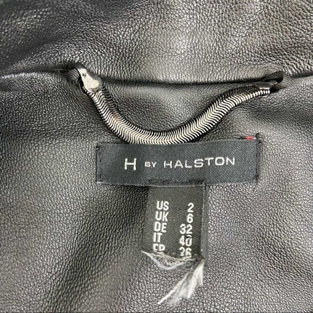 Halston Black lambs leather studded leather moto … - image 8