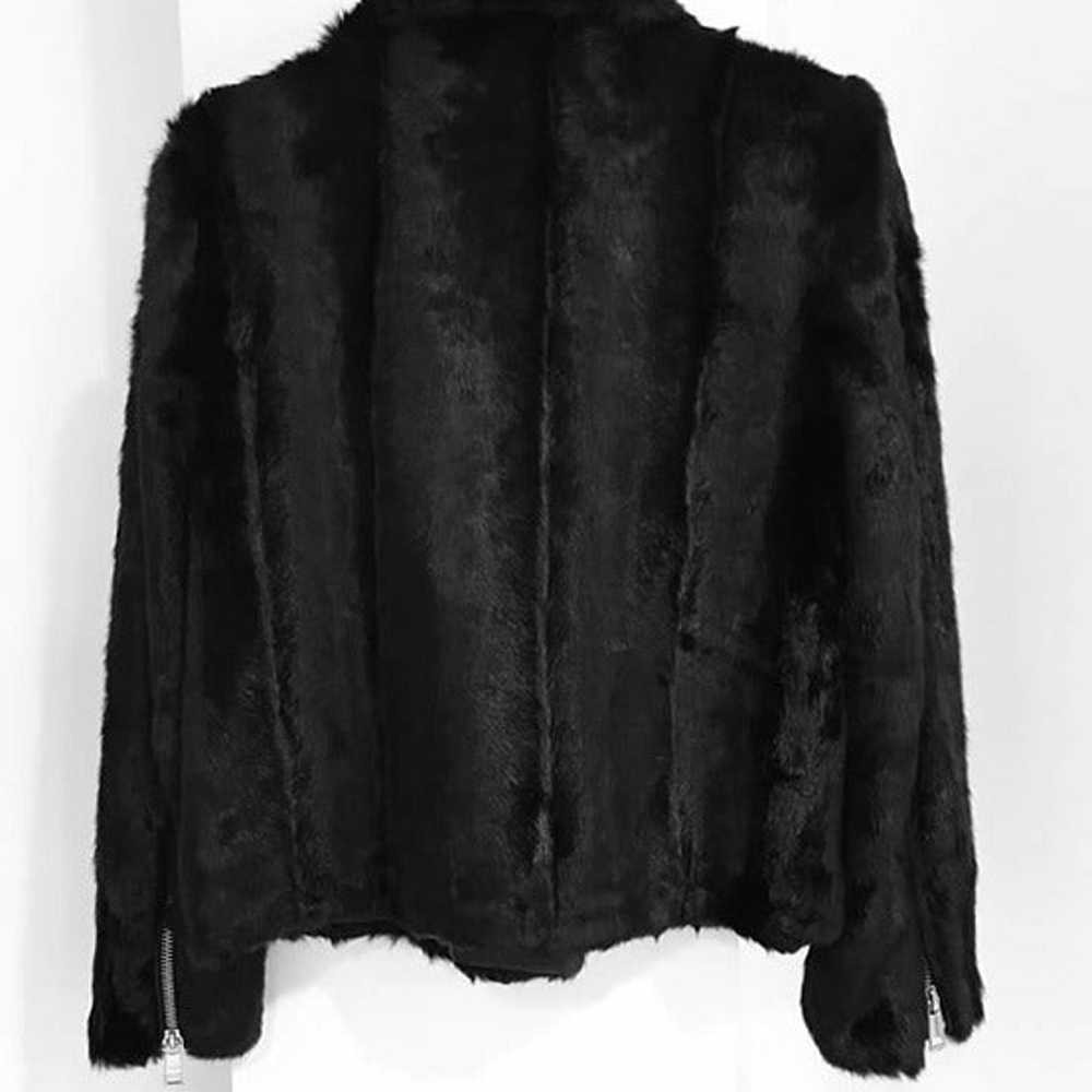 Zara Black Motorcycle Faux Fur Biker Zippered Jac… - image 2