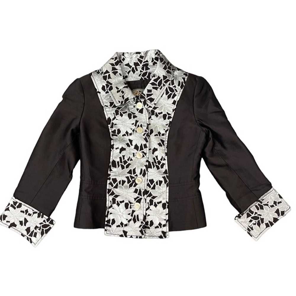 Dolce & Gabbana Silk Evening Jacket Brown Silver … - image 1