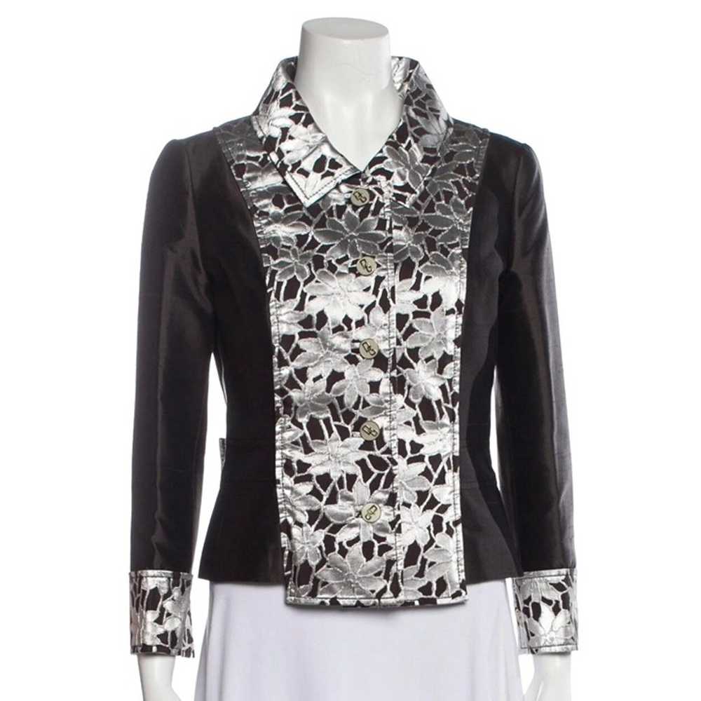 Dolce & Gabbana Silk Evening Jacket Brown Silver … - image 2