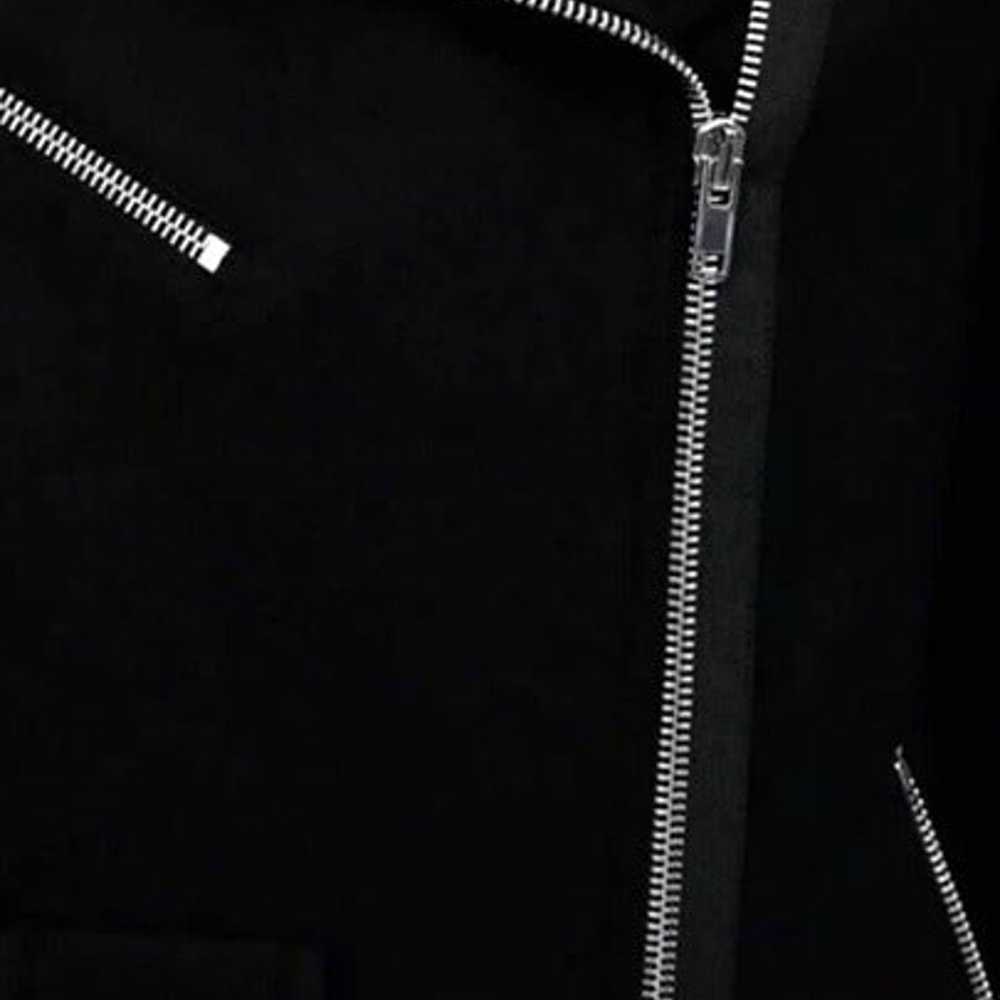 Zara Faux Fur Collar Zippered Biker Style Black W… - image 5