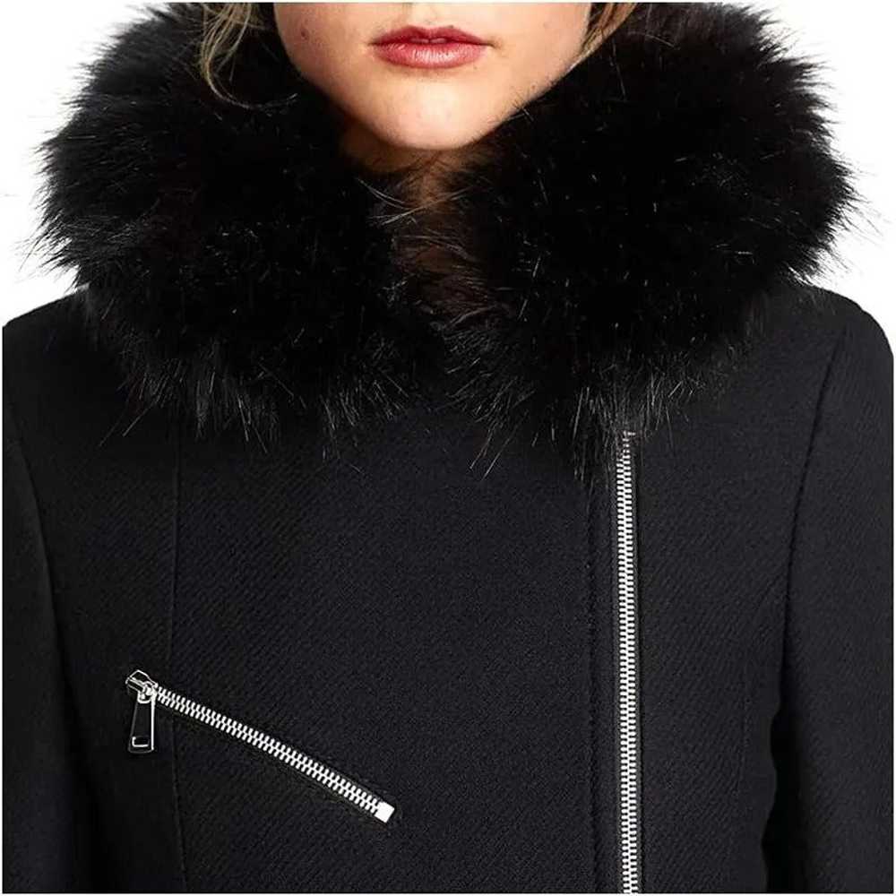 Zara Faux Fur Collar Zippered Biker Style Black W… - image 6