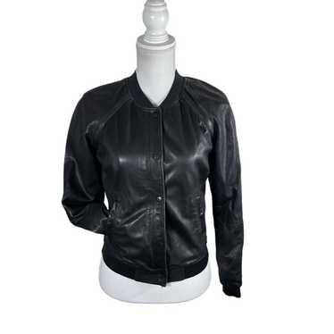 Maison Scotch Leather Bomber Jacket