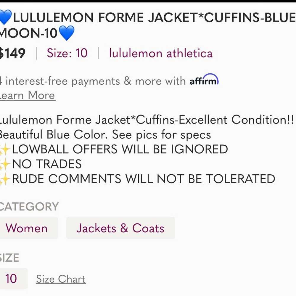 LULULEMON FORME JACKET*CUFFINS-BLUE MOON-10 - image 8