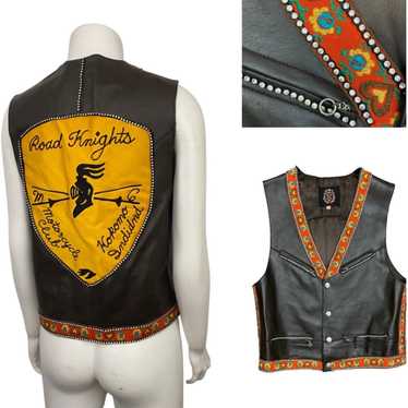 1960s Brown Leather MC Cut Road Knights Indiana L… - image 1