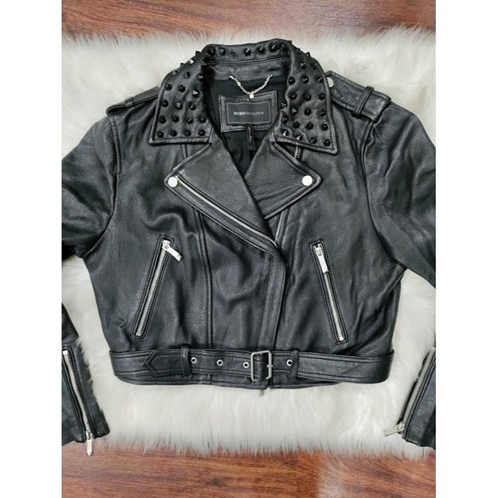 BCBGMaxazria Trinity Lambs Leather Moto Jacket Bl… - image 12