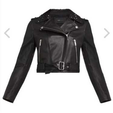BCBGMaxazria Trinity Lambs Leather Moto Jacket Bl… - image 1