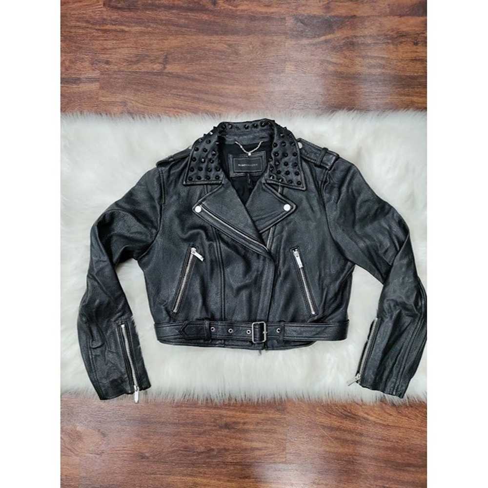 BCBGMaxazria Trinity Lambs Leather Moto Jacket Bl… - image 4