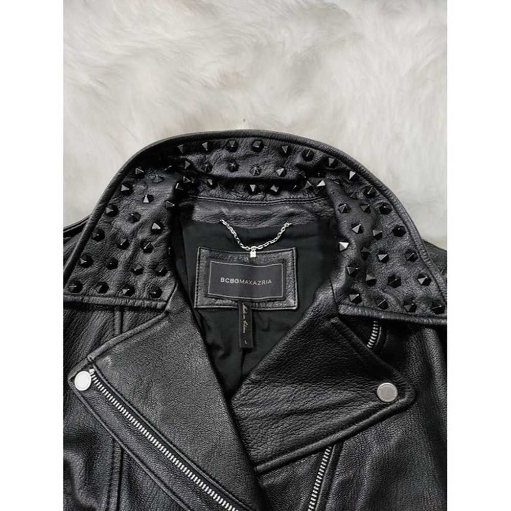 BCBGMaxazria Trinity Lambs Leather Moto Jacket Bl… - image 8