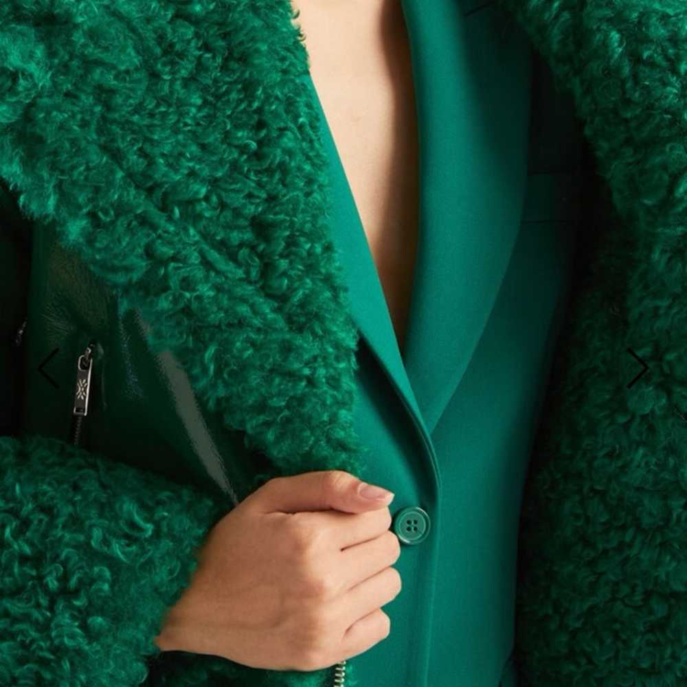 Green Fur Leather Jacket United Colors of Benetton - image 6