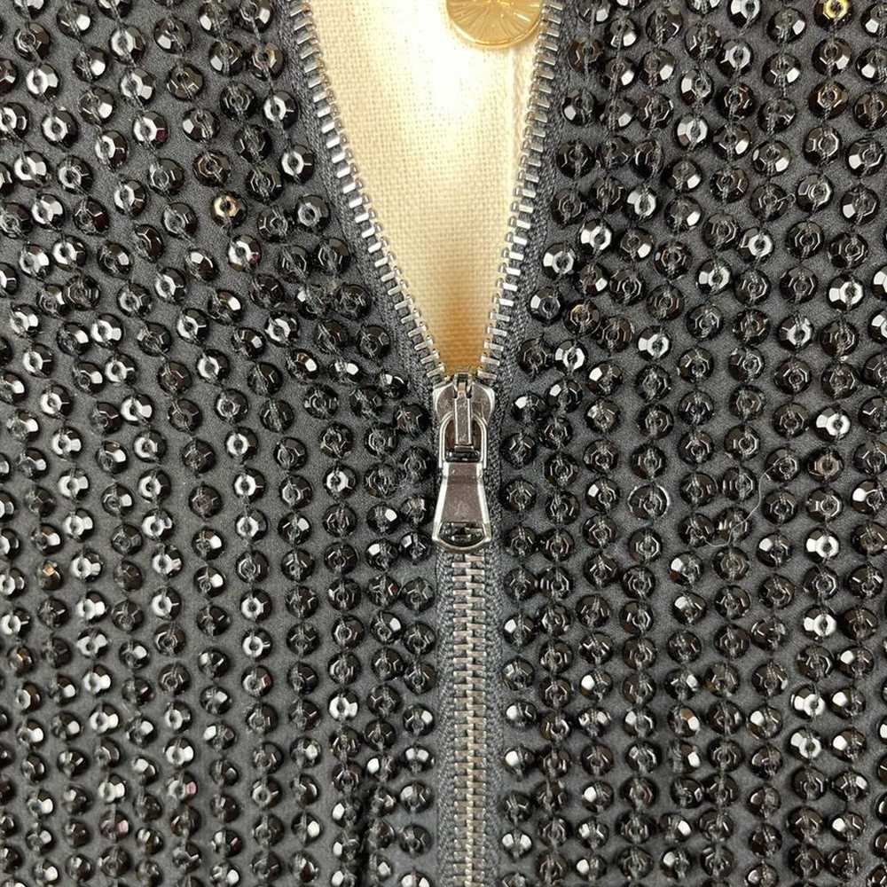 L’AGENCE Silk Crystal Beaded Bomber Jacket Coat |… - image 4