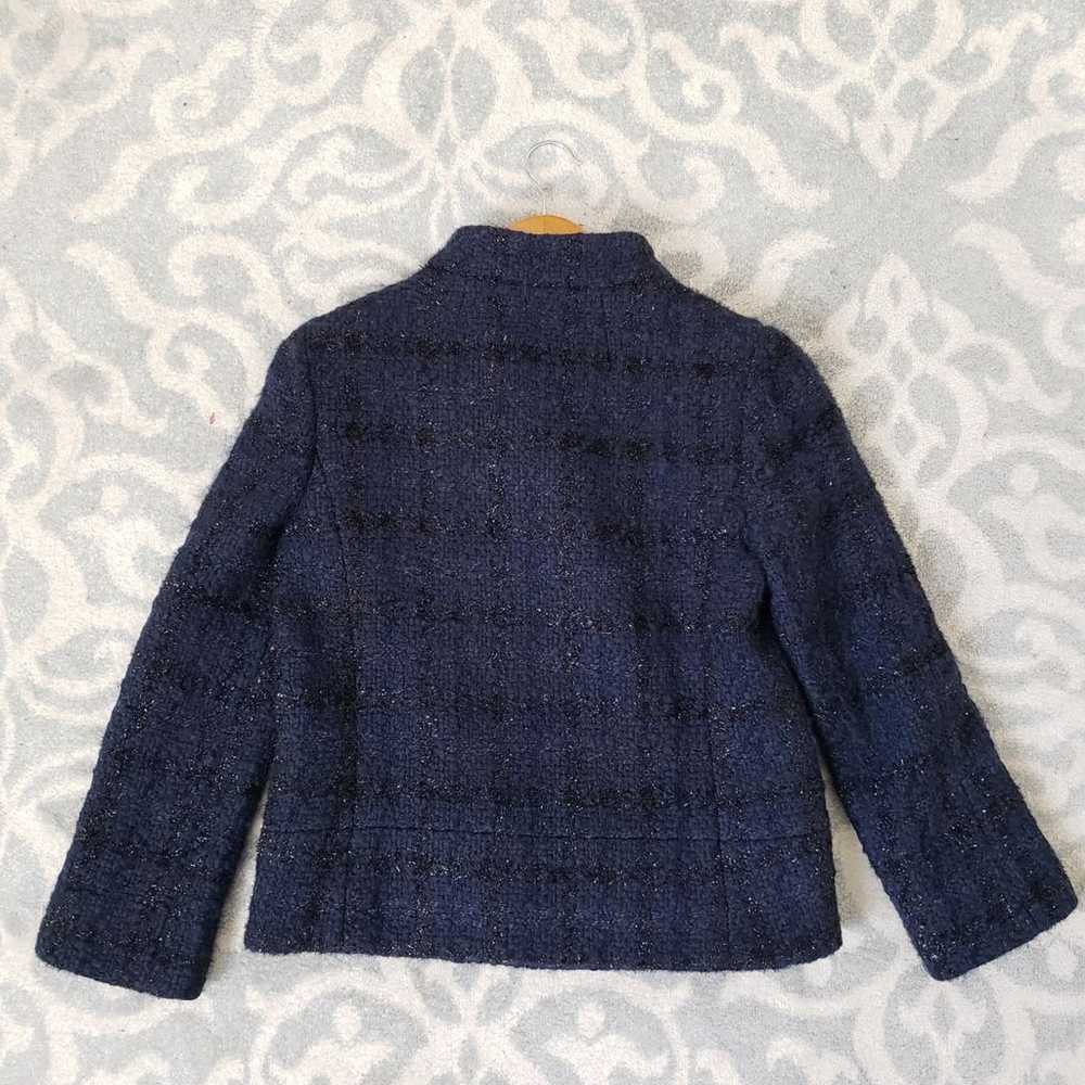 J.Crew Collection Navy Grid Wool Coat - image 12