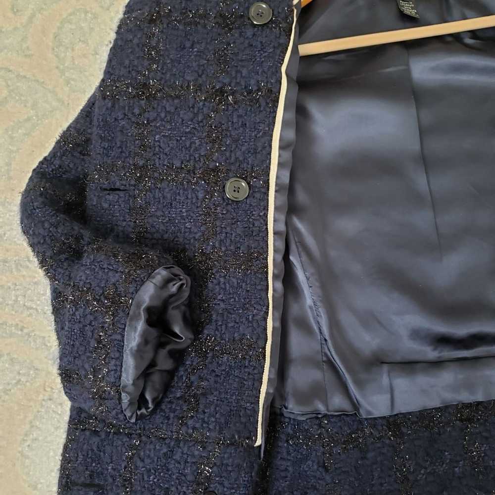 J.Crew Collection Navy Grid Wool Coat - image 6