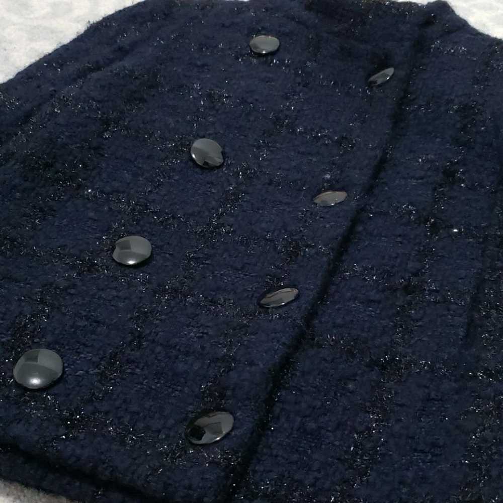 J.Crew Collection Navy Grid Wool Coat - image 7