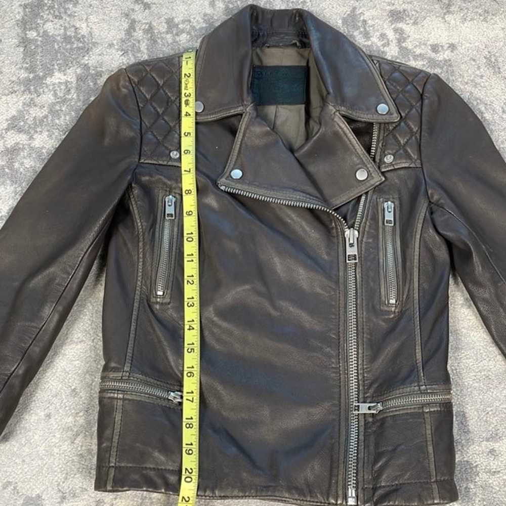 All Saints Cropped Cargo Leather Biker Moto jacket - image 10