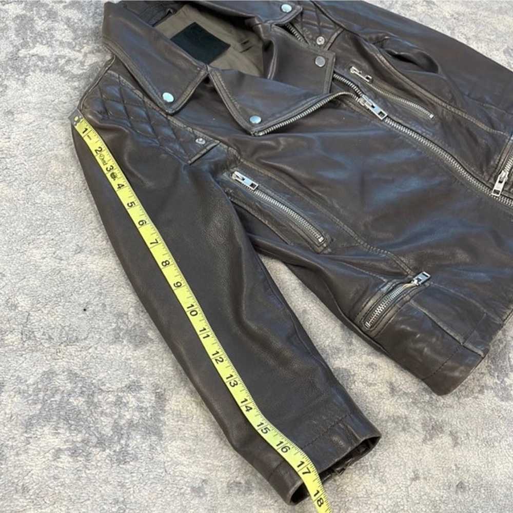 All Saints Cropped Cargo Leather Biker Moto jacket - image 11