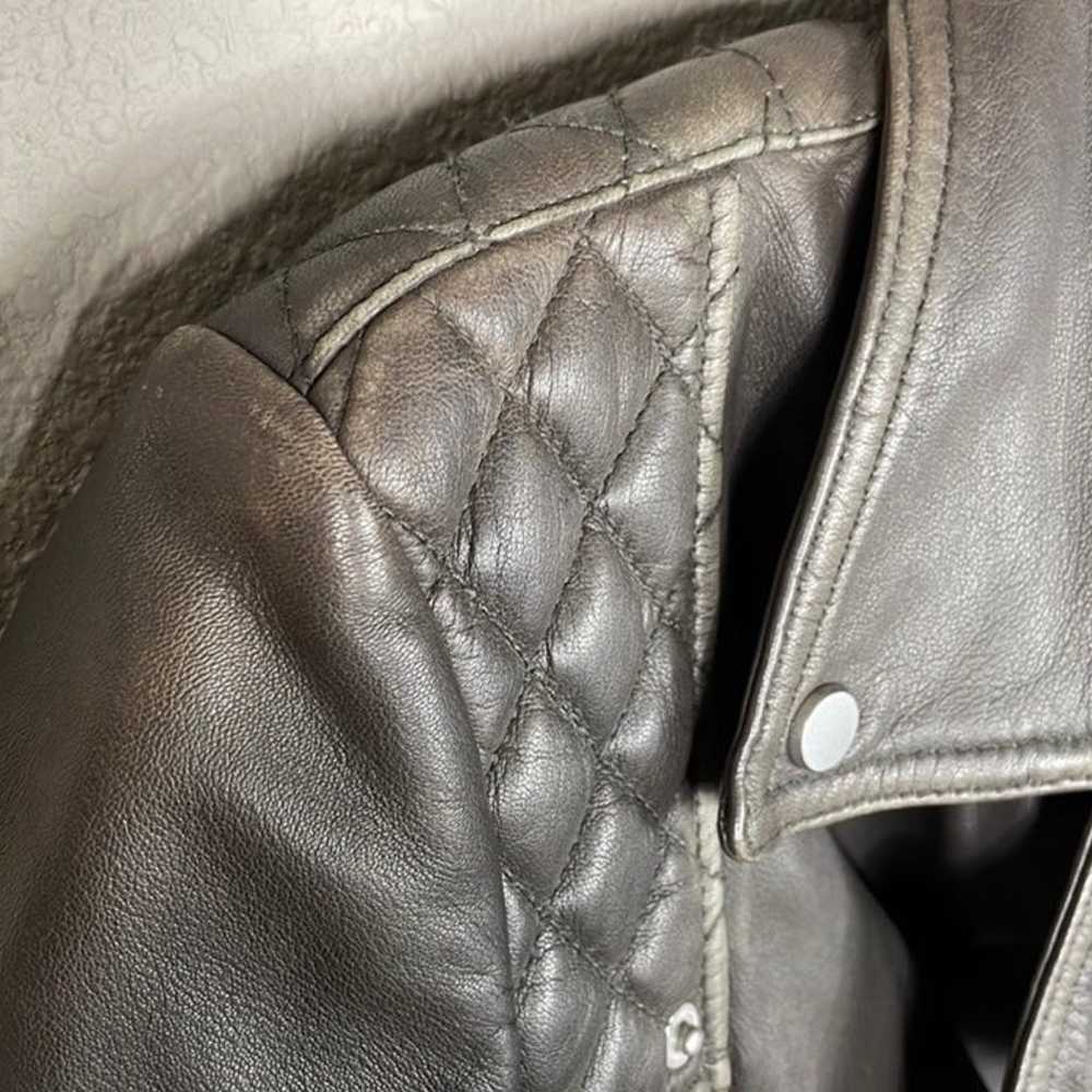 All Saints Cropped Cargo Leather Biker Moto jacket - image 6