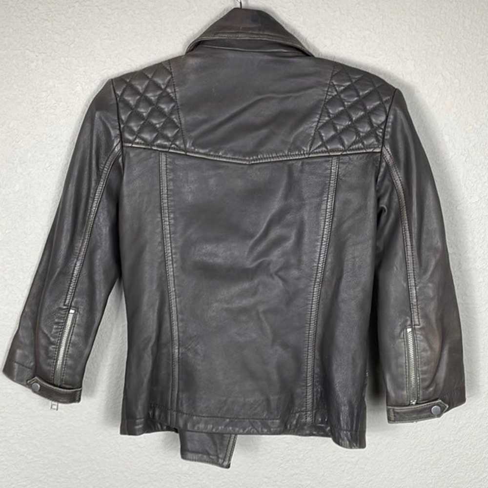 All Saints Cropped Cargo Leather Biker Moto jacket - image 7