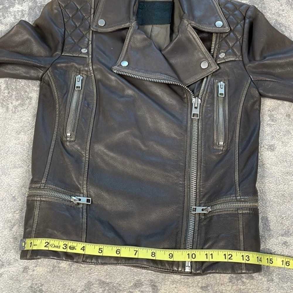 All Saints Cropped Cargo Leather Biker Moto jacket - image 8