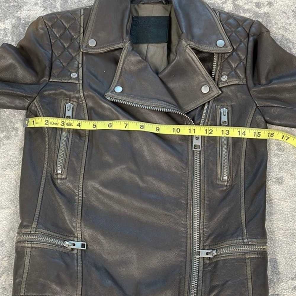 All Saints Cropped Cargo Leather Biker Moto jacket - image 9