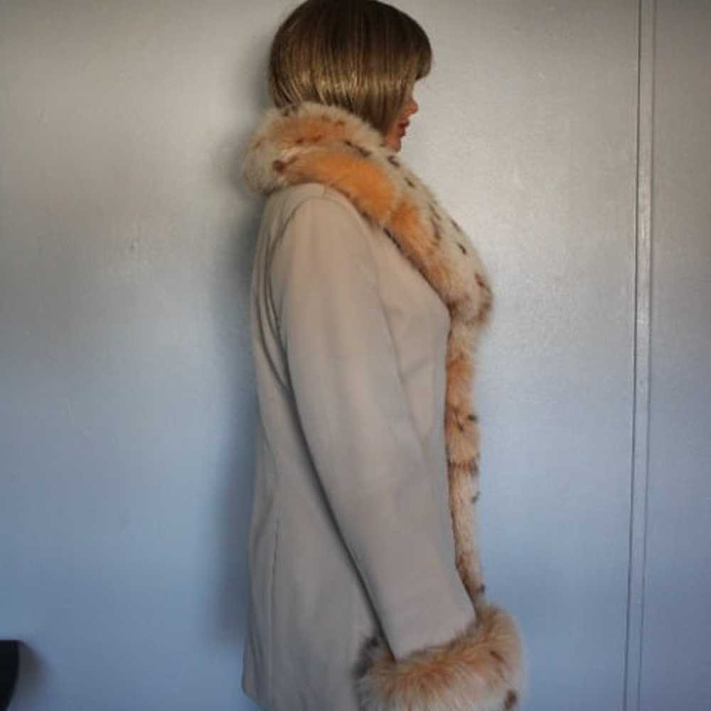 #385 Polyester/foxfur coat - image 4