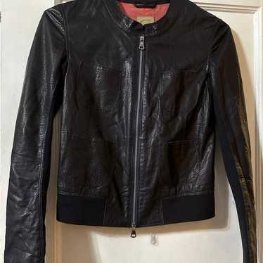 GIMO’s Black Leather Racer Jacket, Size 42 - image 1