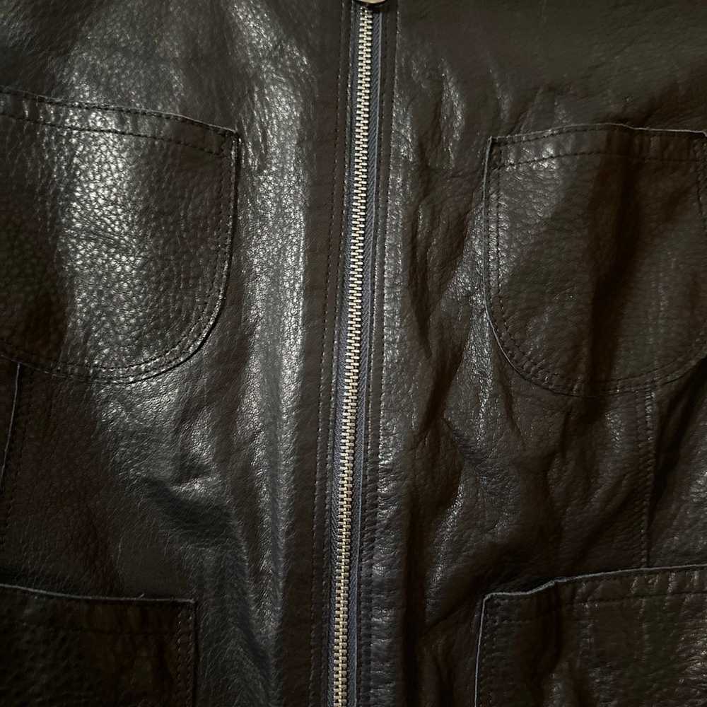GIMO’s Black Leather Racer Jacket, Size 42 - image 4