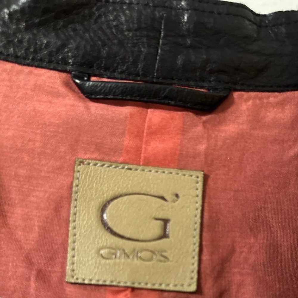 GIMO’s Black Leather Racer Jacket, Size 42 - image 5
