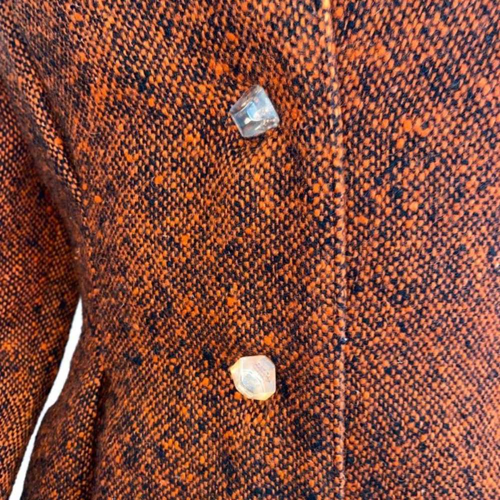 Geoffrey Beene Orange Vintage Tweed Blazer Size 6… - image 4