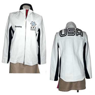 ROOTS CANADA White leather Jacket USA Team 2006 P… - image 1