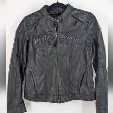 Harley Davidson Leather Jacket Black and Purple Sm