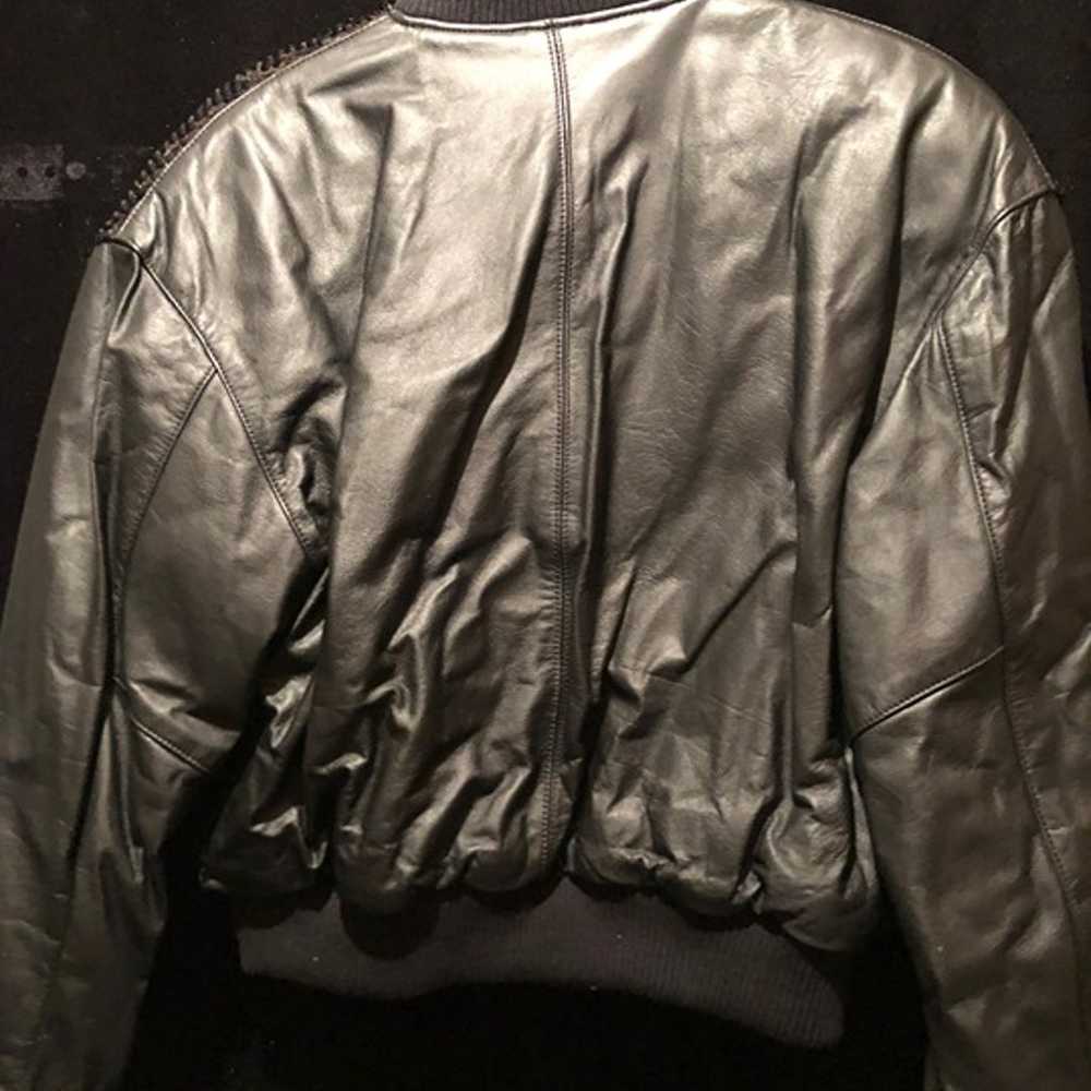 Vintage Pia Rucci Black Leather and Sequin Jacket… - image 2