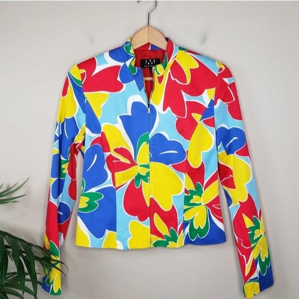 David Meister | Colorful Floral Zip Front Jacket - image 1