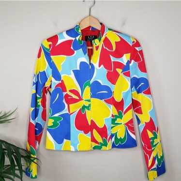 David Meister | Colorful Floral Zip Front Jacket