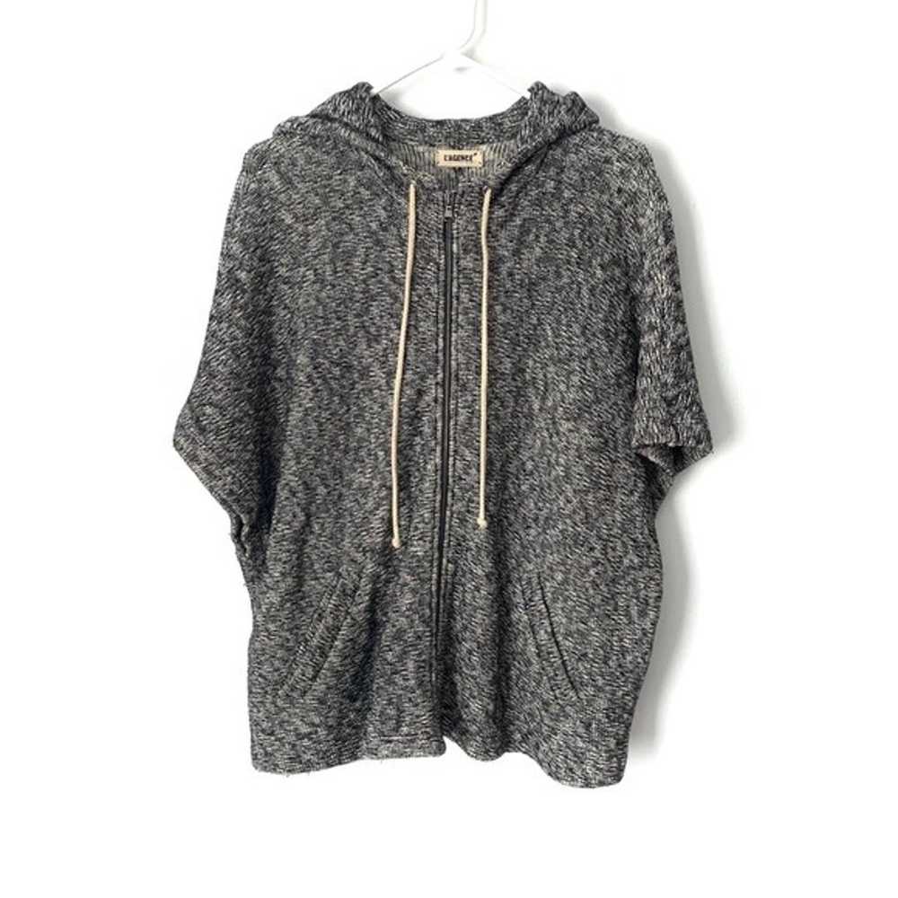 L’AGENCE Gray Wool Knit Batwing Sleeve Hooded Zip… - image 2