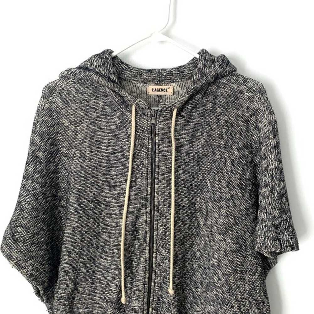 L’AGENCE Gray Wool Knit Batwing Sleeve Hooded Zip… - image 4