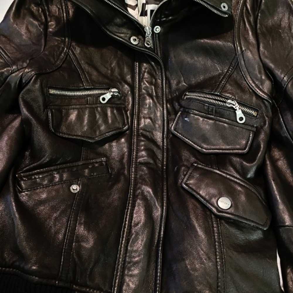 DKNY Women's Black Leather Jacket Small - image 2