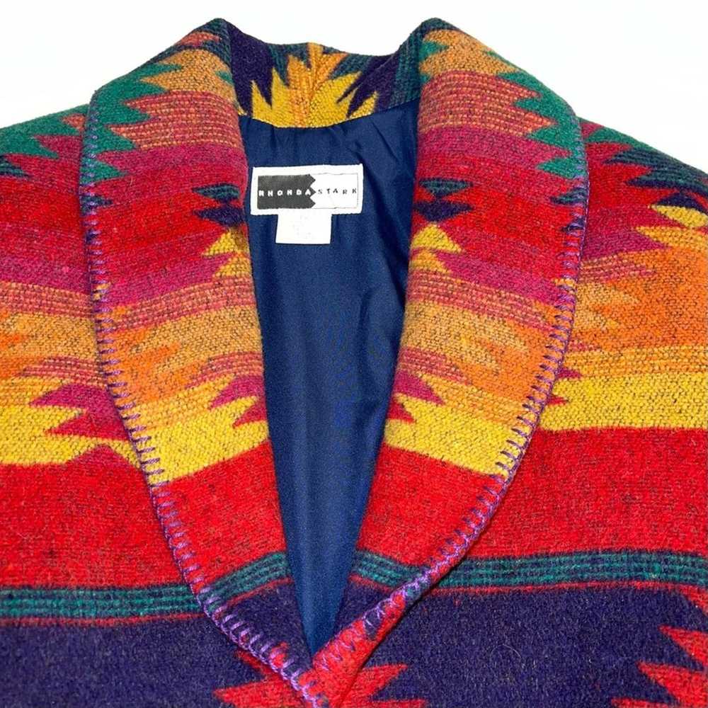 Rhonda Stark Vintage Multicolor Wool Blend Aztec … - image 2