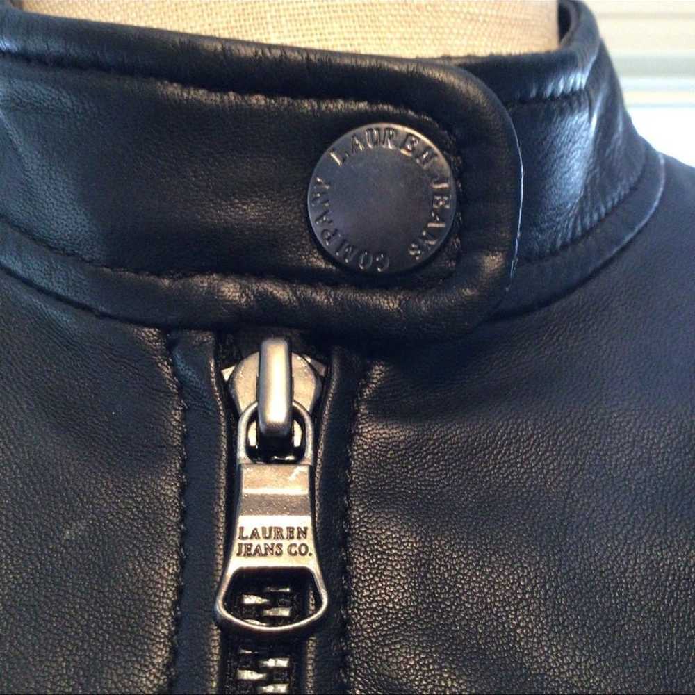 EUC Ralph Lauren Black Leather Lambskin Jacket - image 4