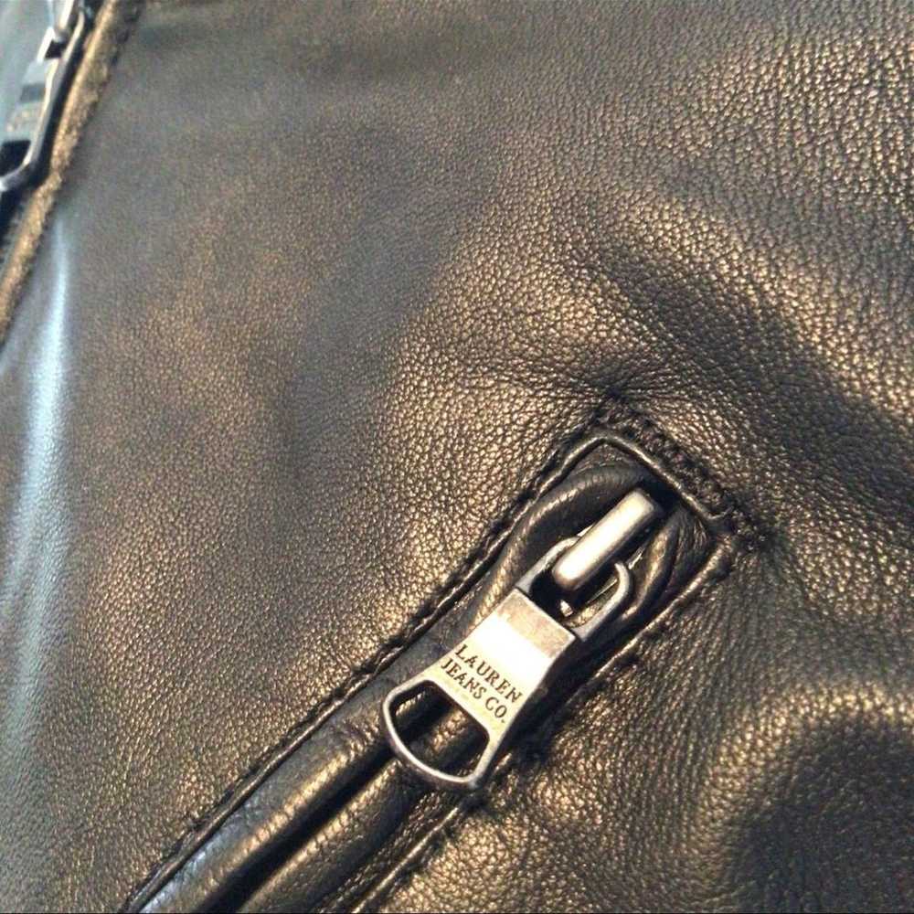 EUC Ralph Lauren Black Leather Lambskin Jacket - image 5