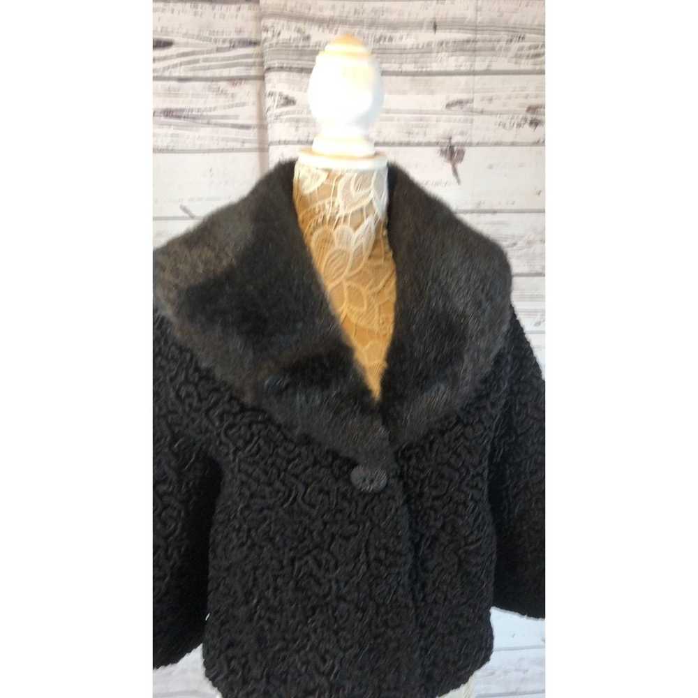 Vintage Persian coat with large fur collar in bla… - image 3