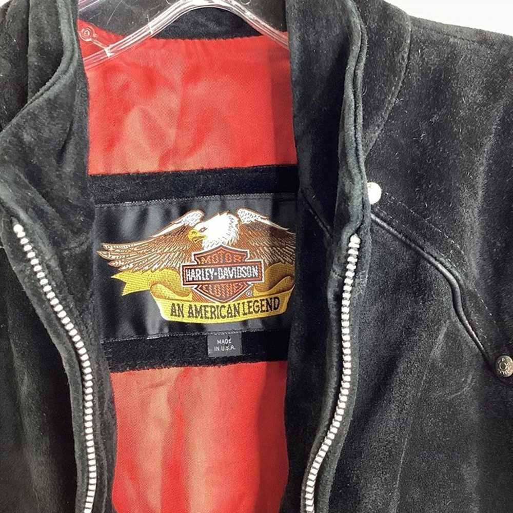 Harley Davidson Suede Fringe Biker Jacket SZ:M - image 3