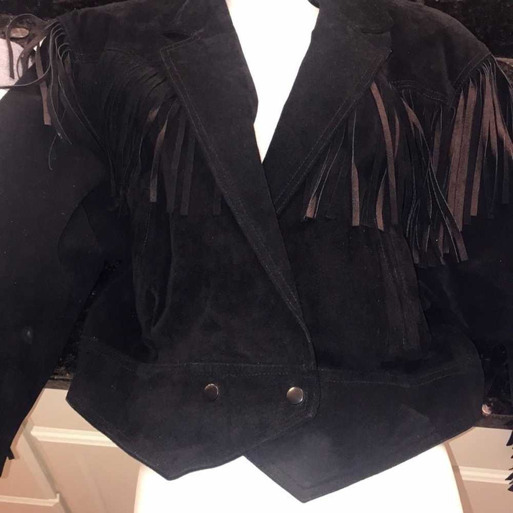 Vintage leather/suede jacket with fringe - image 10