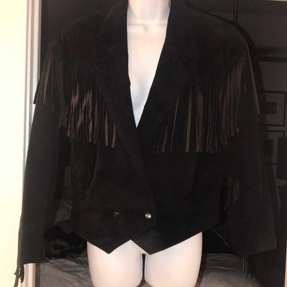 Vintage leather/suede jacket with fringe - image 1