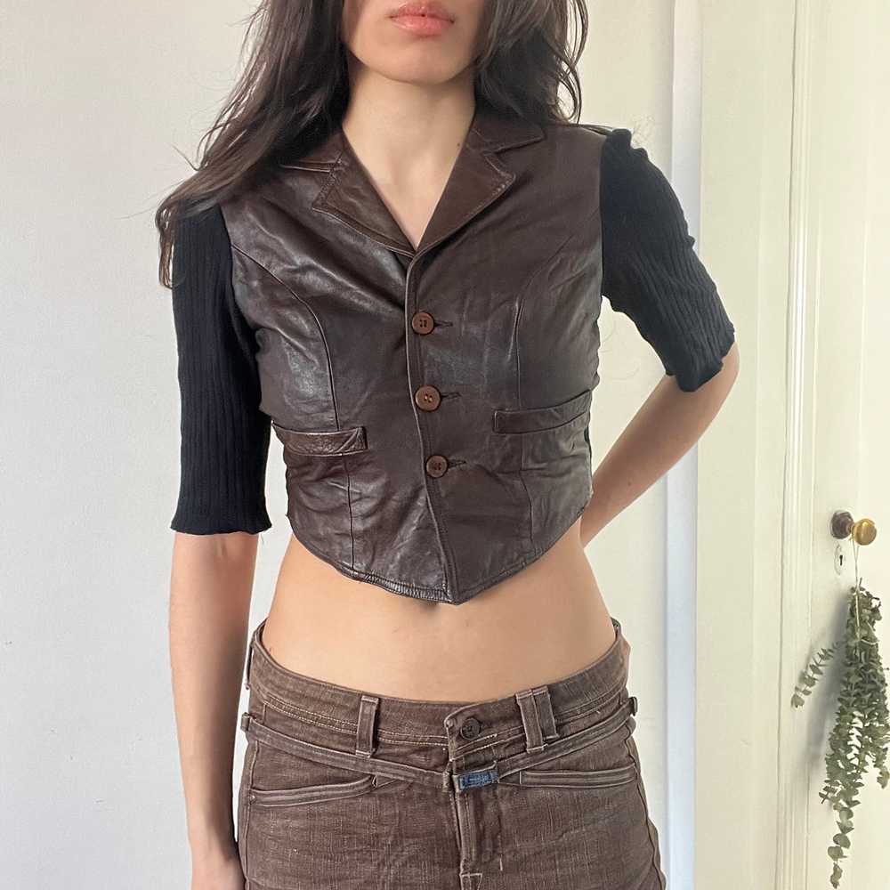 Plein Sud Leather Crop Top - image 1