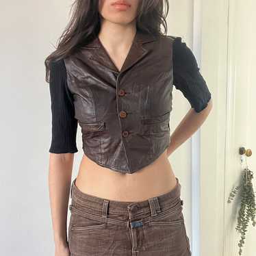 Plein Sud Leather Crop Top - image 1