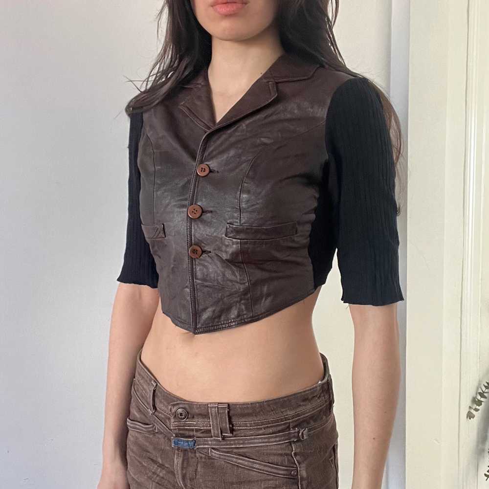 Plein Sud Leather Crop Top - image 2